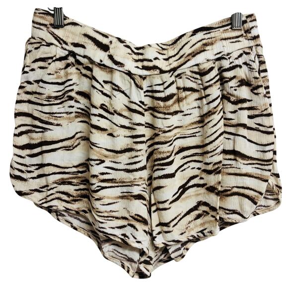 INC International Concepts Pants - INC International Concepts Animal Print Shorts Tie Waist Elastic XL Brown  EUC